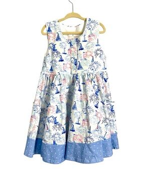 SweetHoney Twirl Dress White Dress with Blue & Pink Firework Print size 6 new